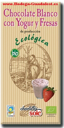 White Organic chocolate with yogurt and strawberry
